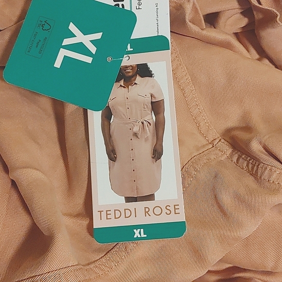 NWT Teddi Rose Women's Tencel Shirt Dress Terracotta S L XL M - Picture 3 of 7